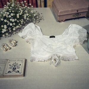 Zaful White Eyelet Crop Top